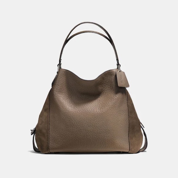 Coach Edie 42 Suede and Pebble Leather Bag - Picture 14 of 15